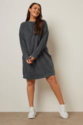 YOURS Plus Size Grey Sweatshirt Dress | Yours Clothing 2