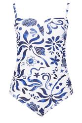 YOURS Plus Size White Abstract Floral Print Swimsuit | Yours Clothing 7