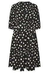 EVANS Plus Size Black Polka Dot Jersey Wrap Dress | Evans 5