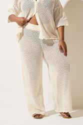 LIMITED COLLECTION Plus Size Cream Crochet Scallop Edge Trousers | Yours Clothing 1