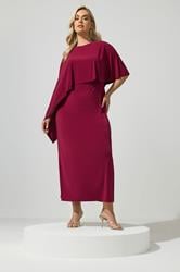 YOURS LONDON Plus Size Burgundy Red Maxi Cape Dress | Yours Clothing 3
