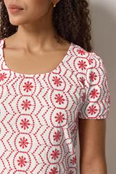 M&Co White & Red Floral Broderie Cotton Top | M&Co 6