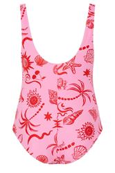 YOURS Plus Size Pink Shell Print Ruched Plunge Swimsuit | Yours Clothing 7