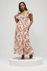 YOURS LONDON Plus Size White Floral Tiered Smock Dress | Yours Clothing 1