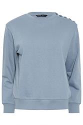 M&Co Petite Light Blue Button Detail Sweatshirt
