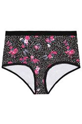YOURS Plus Size 5 PACK Black Floral Print Full Briefs | Yours Clothing 7