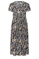 YOURS Plus Size Black Leaf Print Wrap Front Maxi Dress | Yours Clothing 5