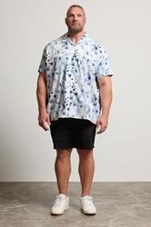 BadRhino Big & Tall White Flower Print Peached Revere Collar Shirt | BadRhino 2