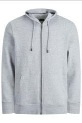 JACK & JONES Big & Tall Grey Zip Through Hoodie