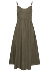 PixieGirl Petite Chocolate Brown Strappy Linen Midi Dress