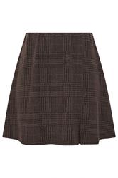 YOURS Curve Brown Check Mini Skirt