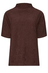 LTS Tall Chocolate Brown Textured Funnel Neck Top