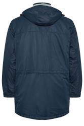 BadRhino Big & Tall Navy Blue Fleece Lined Hooded Coat | BadRhino 5