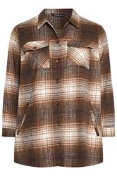 YOURS Curve Chocolate Brown Check Shacket