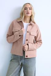 LTS Tall Light Pink Brushed Button Trucker Jacket | Long Tall Sally 3
