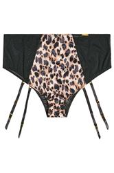 YOURS Plus Size Black Leopard Mesh Suspender Briefs | Yours Clothing 5