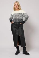 YOURS Plus Size Black Coated Split Hem Midaxi Skirt | Yours Clothing 1