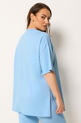 YOURS Plus Size Blue Longline T-Shirt | Yours Clothing 2