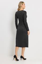 LTS Tall Women's Black Button Wrap Midi Dress | Long Tall Sally 2
