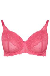YOURS 2 PACK Plus Size Pink & Black Polka Dot Non Padded Underwired Bras | Yours Clothing 9
