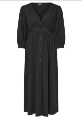 PixieGirl Petite Black Button Midi Dress
