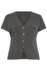 LIMITED COLLECTION Curve Grey Short Sleeve Compact Knitted Top