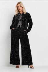 YOURS Plus Size Black Velvet Bow Tie Front Sequin Jacket | Yours Clothing 4