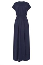 LTS Tall Navy Blue Jersey Shirred Waist Cotton Maxi Dress