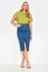 LTS Tall Green Short Sleeve Cotton Dobby Top | Long Tall Sally 1