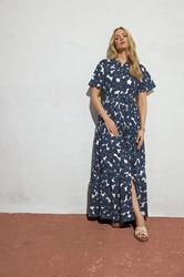 LTS Tall Women's Indigo Blue Floral Tie Waist Maxi Dress | Long Tall Sally 3
