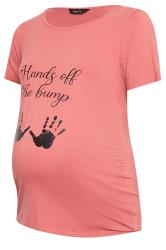 BUMP IT UP MATERNITY Curve Pink 'Hands Off The Bump' Slogan T-shirt