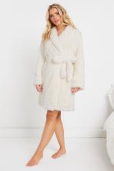 PixieGirl Petite Women's Ivory White Metallic Detail Dressing Gown | PixieGirl 1
