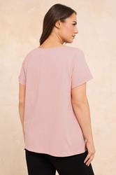 EVANS Plus Size Blush Pink Premium Cotton T-Shirt | Evans 2