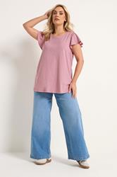 YOURS Plus Size Pink Frill Sleeve Top | Yours Clothing 1