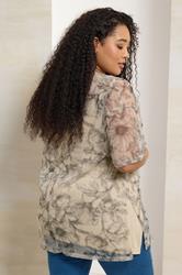 YOURS Plus Size Natural Brown Leaf Oversized Mesh Top | Yours Clothing 2