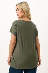 YOURS Plus Size Khaki Green Core T-Shirt | Yours Clothing 2