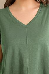 EVANS Plus Size Soft Khaki V-Neck Cotton T-Shirt | Evans 4