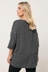 YOURS Plus Size Grey Check Soft Touch Button Top | Yours Clothing 2