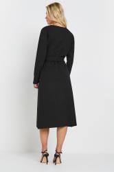 M&Co Petite Black Long Sleeve Wrap Midi Dress | M&Co 2
