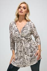 YOURS LONDON Plus Size Ivory White Animal Print Knot Front Top | Yours Clothing 3