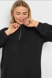 YOURS Plus Size Black Ribbed Quarter Zip Jumper Dress | Yours Clothing 4