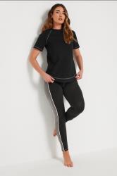 LTS Tall Black Active Curved Hemline Stitched T-Shirt | Long Tall Sally 4