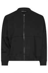 YOURS Curve Black Oversized Sweat Bomber Jacket