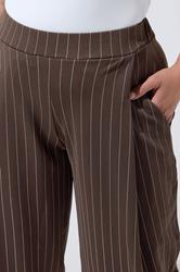 LIMITED COLLECTION Plus Size Chocolate Brown & Blue Pinstripe Barrel Leg Trousers | Yours Clothing 4