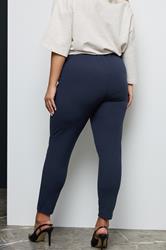 Plus Size Navy Blue Stretch Tapered Trousers | Yours Clothing 4