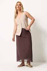 YOURS Plus Size Chocolate Brown Mesh Skirt | Yours Clothing 1