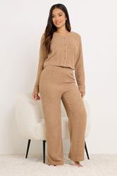 PixieGirl Petite Women's Camel Brown Chenille Wide Leg Trousers | PixieGirl 3