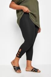 YOURS Plus Size Black Cut Out Cropped Leggings | Yours Clothing 3