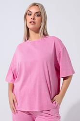 LIMITED COLLECTION Plus Size Pink Acid Wash T-Shirt | Yours Clothing 3