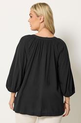 YOURS Plus Size Black Chambray Blouse | Yours Clothing 2